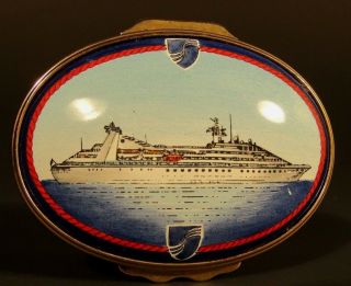 Halcyon Days Enamel Box Seabourn Cruise Line Oval Trinket Box Ltd.  Ed.  174/200