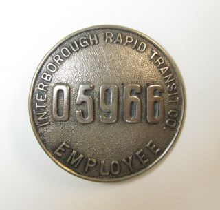 Rare Vintage Large Obsolete Irt York City Subway Employee Badge Nyc