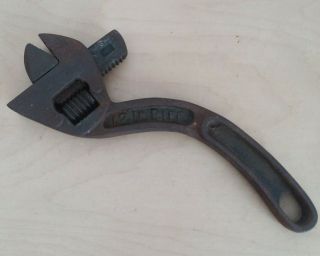 Antique Vintage Curved Handle Adjustable Wrench 12 " Pipe Wrench Tool