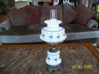 Quoizel Inc 1973 - 1960 3 1/4 " Gone With The Wind Table Parlor Blue Floral Lamp