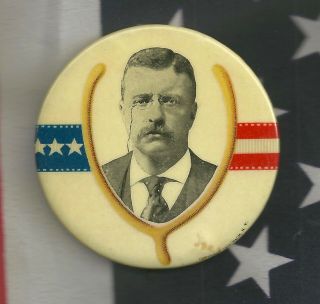 Teddy Roosevelt Political Campaign Pinback Button Large 2 1/4 " Gop Republican
