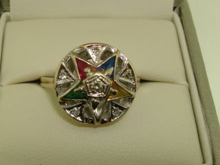 Lovely Vintage 10k Gold Filigree Diamond & Gemstone Eastern Star Ring Sz 7