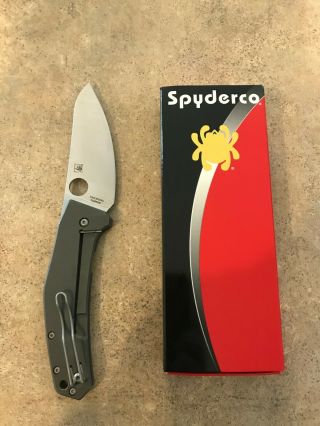 Spyderco Spydiechef Frame Lock Knife Gray Ti (3.  3 " Satin Lc200n) C211tip
