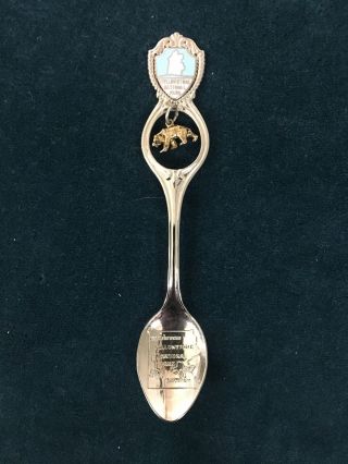 Vintage Enamel Yellowstone National Park Souvenir Spoon W/ Bear Dangle Charm