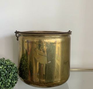 Vintage Large Brass Planter Pot Design Cauldron 13” Tall X 14” Diameter
