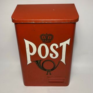Vintage Red Post Metal Wall Mount Mailbox J - H Products Made In Sweden