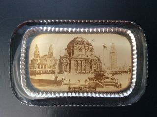 1901 Pan American Exposition Temple Of Music Antique Phot Glass Paperweight