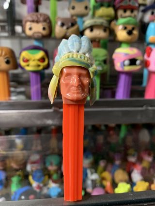 Pez Vintage No Feet Indian With Marbled Head Dress