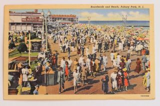 Linen Postcard Boardwalk And Beach,  Miniature Golf Course,  Asbury Park,  N.  J.