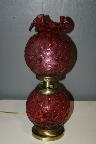 Vintage Pink Cranberry Glass Fenton Gone With The Wind Hurricane Glass