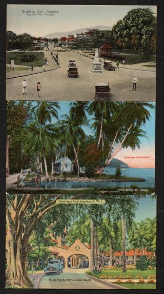 5 Old Jamaica Postcards See 2 Scans Myrtle Bank Hotel Royal Palm Seymour Pl Etc