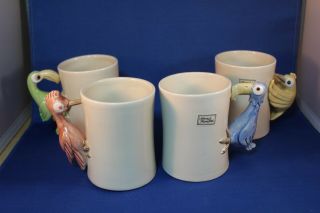Fitz And Floyd,  Inc.  Bird In Hand Mug Set Of 4 Vintage
