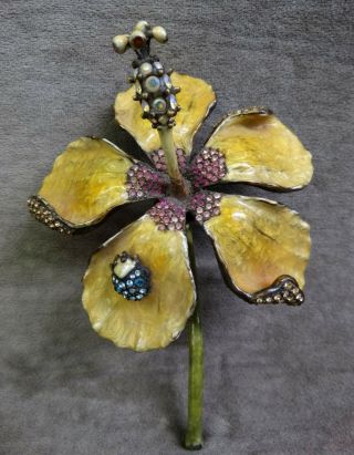 Jay Strongwater Figurine - Jeweled Flower,  Hibiscus,  Ladybug,  Swarovski