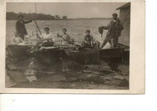 Rppc Rare Hunting & Fishing Party Rifles Kids Women Wood Boats Muskegon 17