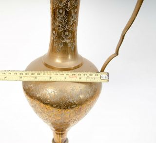 Tall 55cm Brass Jug Pitcher Pedestal Vase Vintage Indian 1970s 55 cm India Large 3