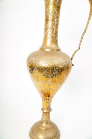 Tall 55cm Brass Jug Pitcher Pedestal Vase Vintage Indian 1970s 55 cm India Large 5