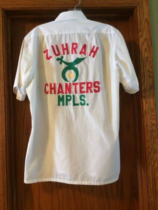 Vintage Masonic Zuhrah Shriners Chanters Minneapolis Embroidered Patches Shirt