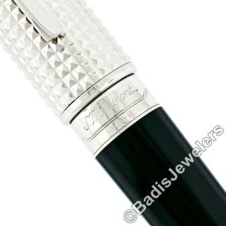 S.  T.  Dupont Olympio Black 18k White Gold Medium Nib Fountain Pen w/ Box 481067M 3