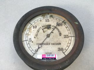 Vintage Ellicott Machine Corp Condensor Vacuum Gauge 10 1/4” Across 2
