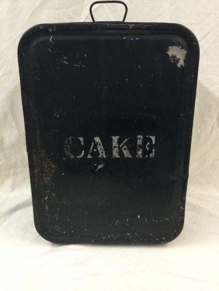 Vintage Tin Metal Cake Box Awesome Display Piece Hinged With Hasp Primitive,