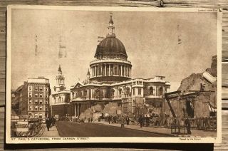 1944 Ww2 Postcard London St.  Paul Cathedral Bombing Censor Stamp Military