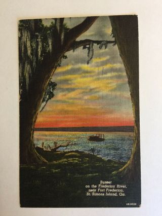 Frederica River St.  Simons Island Georgia Postmark Brunswick 1946 Postcard 2