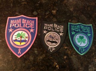 Miami Beach Fl Florida Police Patch Set Breast Cancer Awareness Pink Police Patc