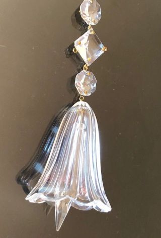 Antique Crystal Glass Chandelier Lamp Prism Drop Finial Bell Beaded Xl