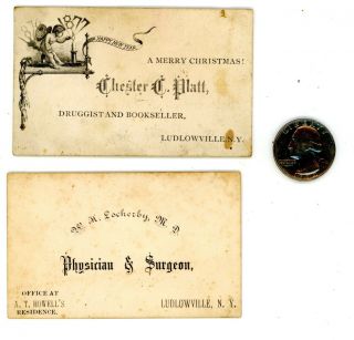 Ludlowville Ny - 1870s Business Cards - Tradecard Lansing/ithaca Area