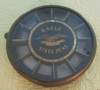 Antique Eagle Pencil Co. ,  York,  Steel Pens (nibs) Round Display Case,  V