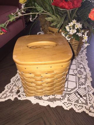 Longaberger Tall Tissue Box Basket With Lid