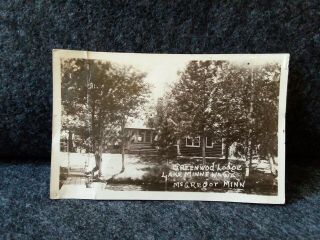 Vintage Real Photo Postcard Greenwood Lodge Mcgregor Mn 1930 