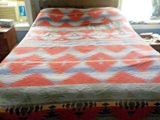 Vintage Cotton 5 Colors Blanket 90 " X 94 " Southwest Or Mountain Theme