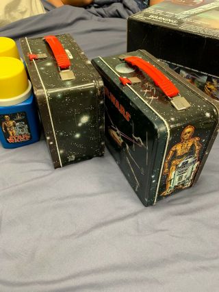 Vintage Star Wars Lunch Box Style A & B With Thermos 1977 White Inside