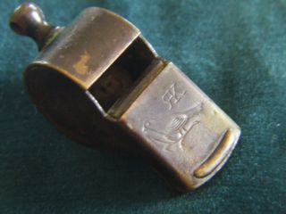 Antique Brass Whistle,  Rk With Bird Brand,  Dated 1919,  Military ?