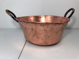 Antique Hammered Copper Pot With Side Handles Hand Made Vintage