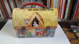 Very Rare Disney Snow White Metal Lunchbox Made In Spain To Troylgreene