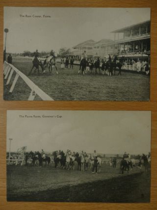 2 Poona Races India Vintage Postcards Horse Racing