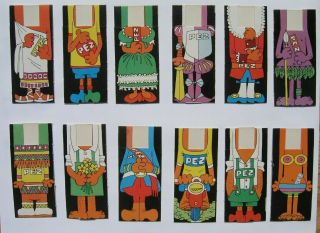 Set Of 12 Series A Vintage Pez Costume Inserts
