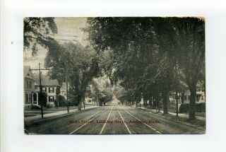 North Andover Ma Mass 1927 Postcard,  Trolley Tracks,  Main Street View,  Homes