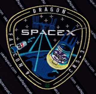 Crs - 3 Authentic Spacex Mission Dragon Falcon 9 Iss Nasa Cargo Resupply Patch