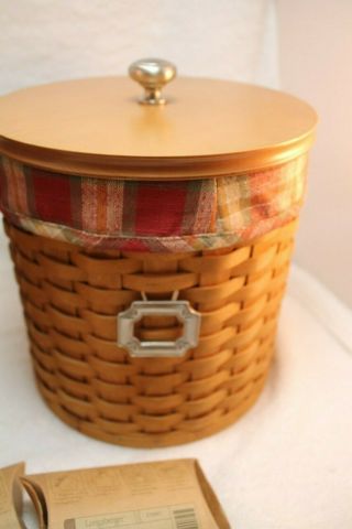 Longaberger Fabric Liners,  Basket & Clear Kitchen Storage Canisters Set of 4 4
