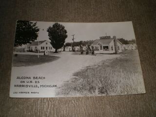 Rppc Alcona Beach Roadside Us 23 Harrisville Mi Sinclair Gas Station Postcard