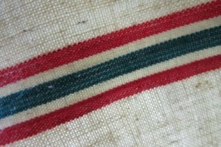 Set three Vintage French Kitchen Red and Green striped Metis Linen Towels 3
