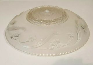 Vintage 14.  5 " Porcelier Large Glass Ceiling Light Fixture Shade Frosted Flowers