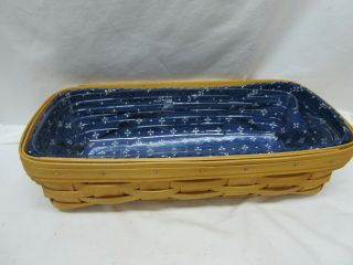 Vintage Longaberger Bread Loaf Long Basket Classic Blue Liner & Protector Usa