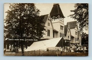 Rppc Alexandria Mn Geneva Beach Hotel Staff Guests Johnson - Olson 1910 Postcard