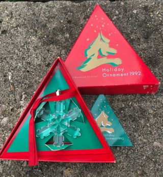 Swarovski Crystal 1992 Snowflake Holiday Ornament W Box And Certificate