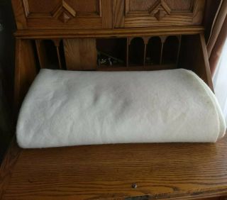 Vintage Chatham 100 Wool Blanket 102x90 Inches.  Cream Col.