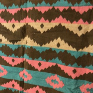 Vintage Camp Blanket Cotton Western Indian 60x74” Aztec Zig Zags Beacon 3